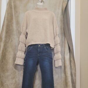 Chunky crop sweater bubble sleeves